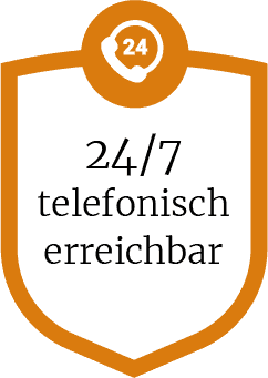 24/7 telefonisch erreichbar
